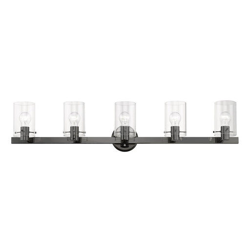 Livex Munich 5 Light Vanity Sconce, Black Chrome/Clear - 17235-46