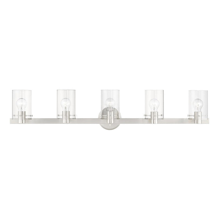 Livex Munich 5 Light Vanity Sconce, Brushed Nickel/Clear - 17235-91