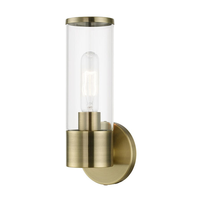 Livex Bancroft 1 Light ADA Single Sconce, Antique Brass/Clear - 17281-01