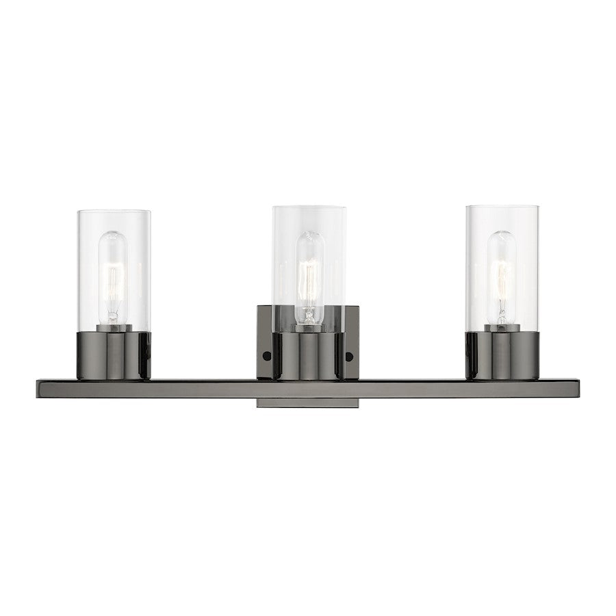 Livex Carson 3 Light Vanity Sconce, Black Chrome/Clear - 17313-46