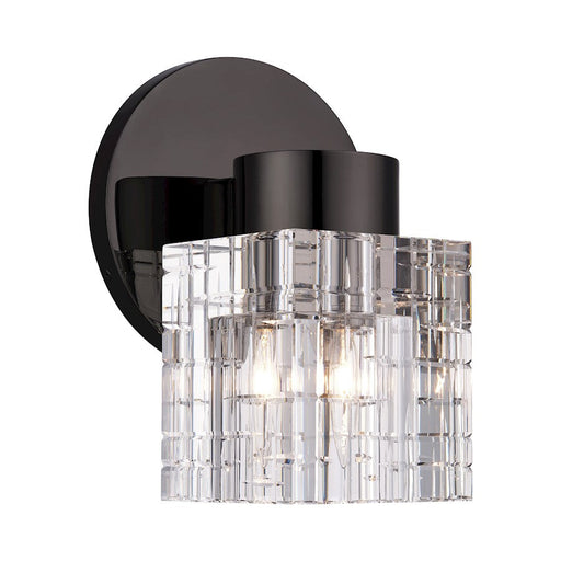 Livex Rotterdam 1 Light Crystal Single Sconce, Black Chrome/Crystal - 17371-46