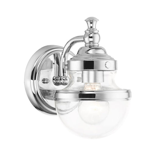 Livex Oldwick 1 Light Vanity Sconce, Polished Chrome/Hand Blown Clear - 17411-05