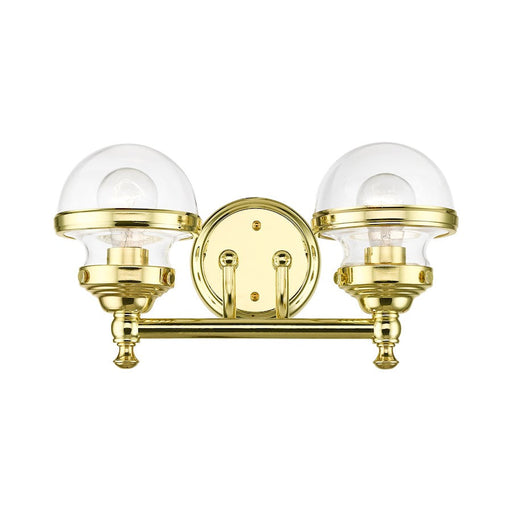 Livex Oldwick 2 Light Bath Vanity, Polished Brass/Hand Blown Clear - 17412-02