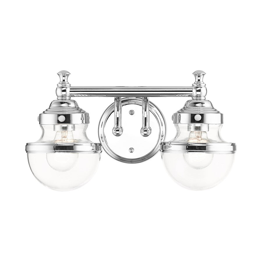 Livex Oldwick 2 Light Vanity Sconce, Polished Chrome/Hand Blown Clear - 17412-05