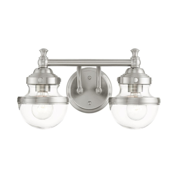 Livex Oldwick 2 Light Vanity Sconce, Brushed Nickel/Hand Blown Clear - 17412-91