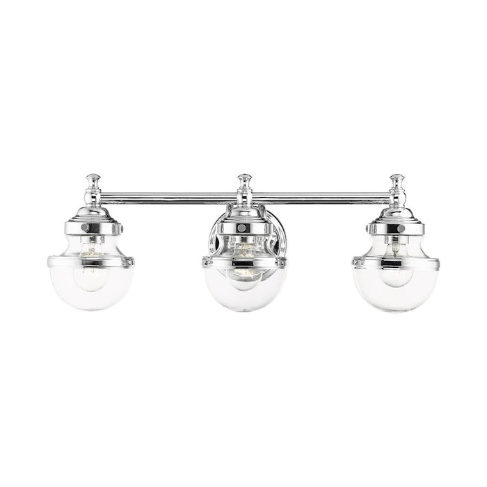 Livex Oldwick 3 Light Vanity Sconce, Polished Chrome/Hand Blown Clear - 17413-05