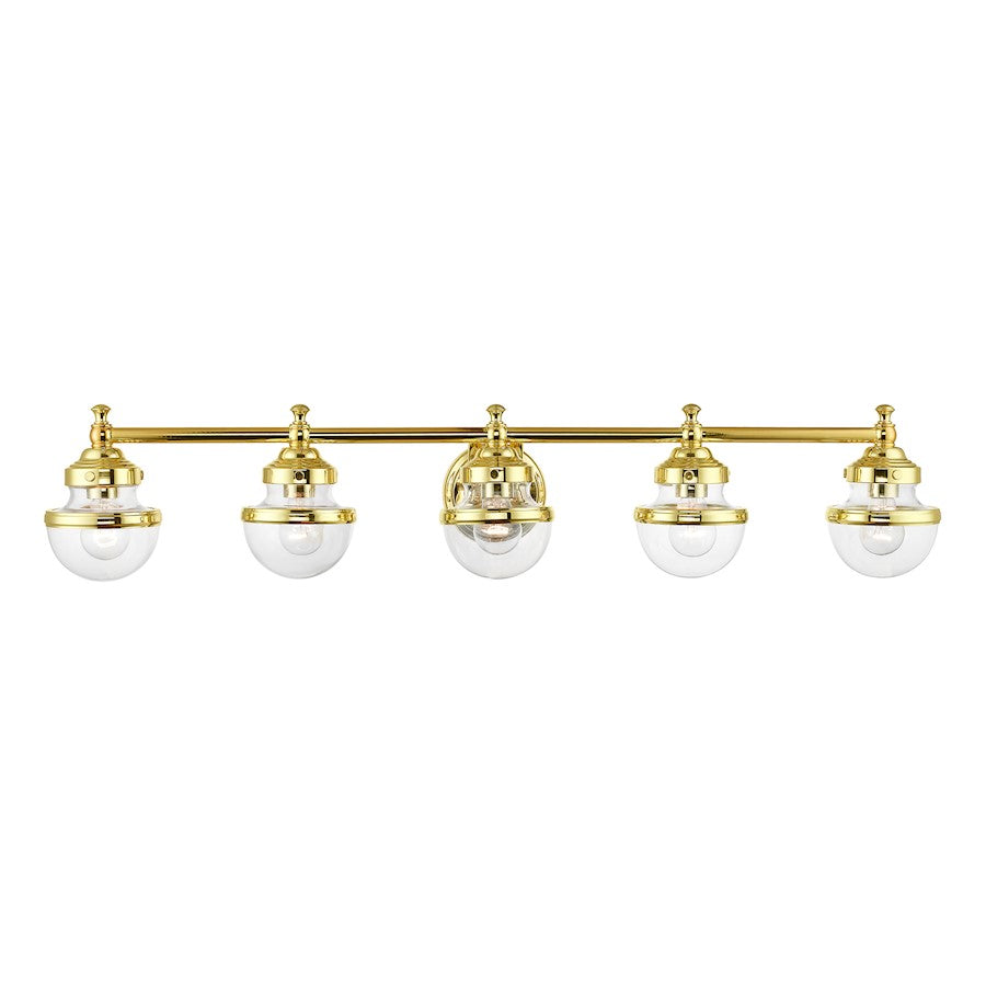 Livex Oldwick 5 Light Large Vanity Sconce, Polished Brass/Clear - 17415-02