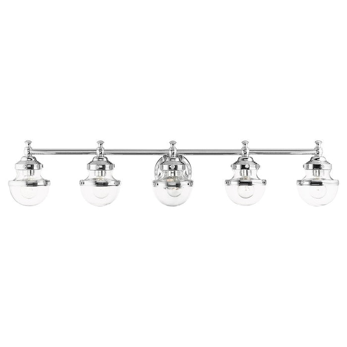 Livex Oldwick 5 Light Vanity Sconce, Polished Chrome/Hand Blown Clear - 17415-05