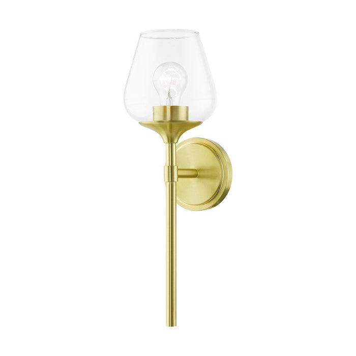 Livex Willow 1 Light Wall Sconce, Satin Brass/Clear - 17471-12