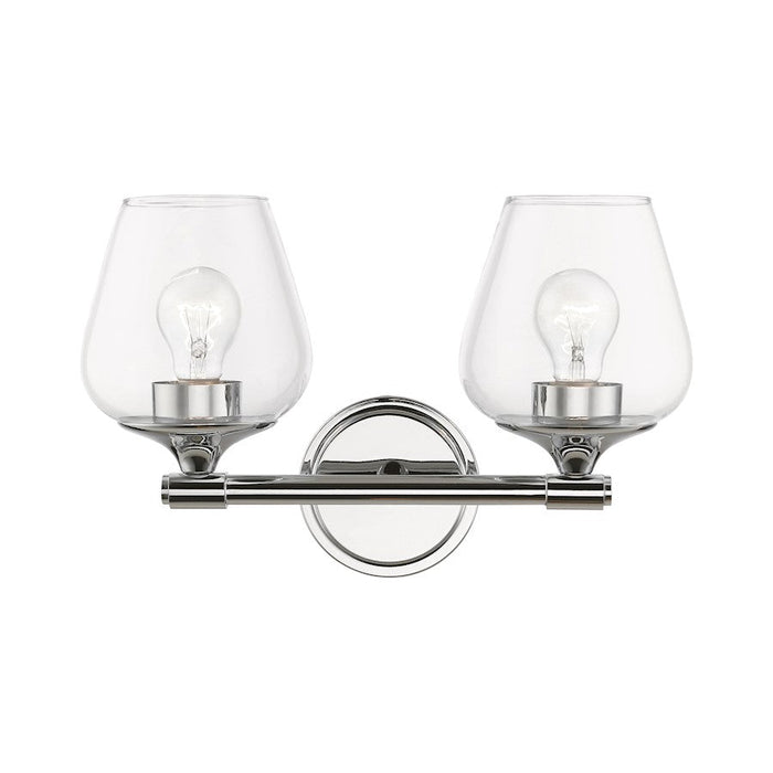 Livex Willow 2 Light Vanity Sconce, Polished Chrome/Clear - 17472-05