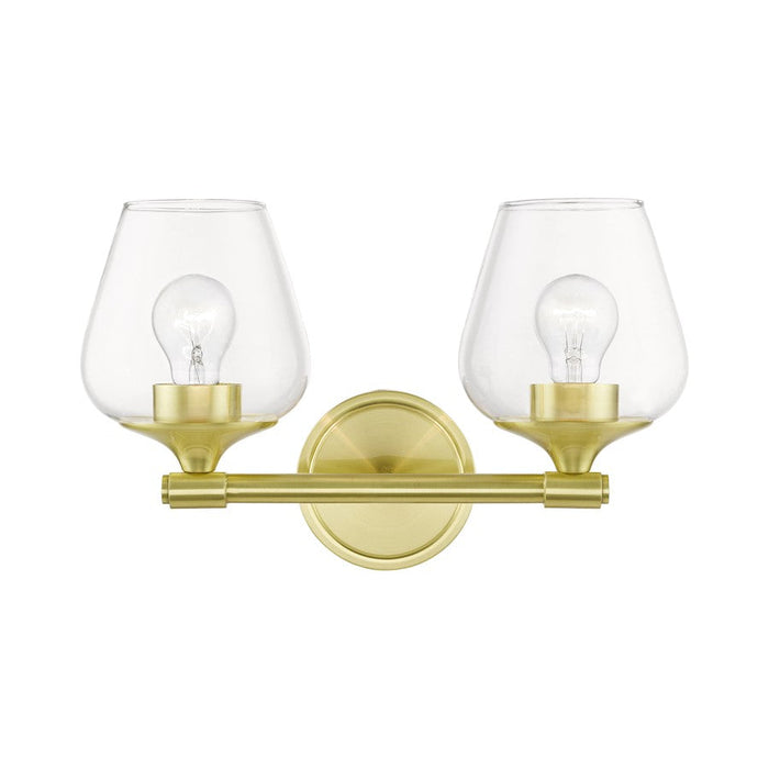 Livex Willow 2 Light Vanity Sconce, Satin Brass/Clear - 17472-12