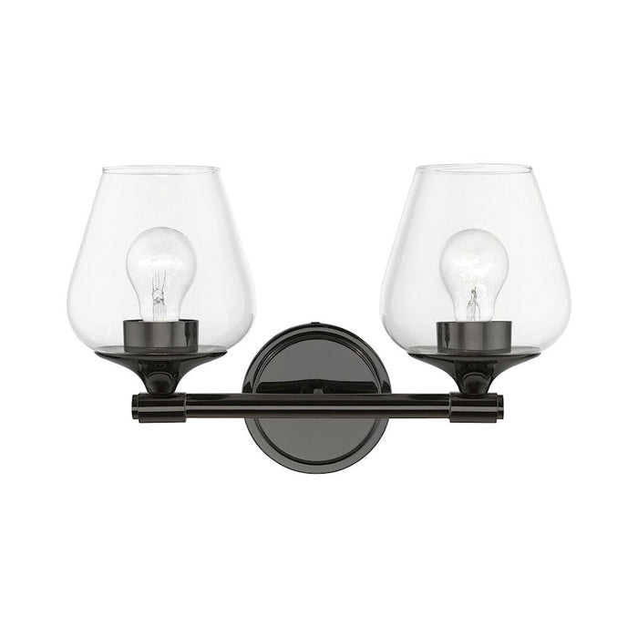 Livex Willow 2 Light Vanity Sconce, Black Chrome/Clear - 17472-46