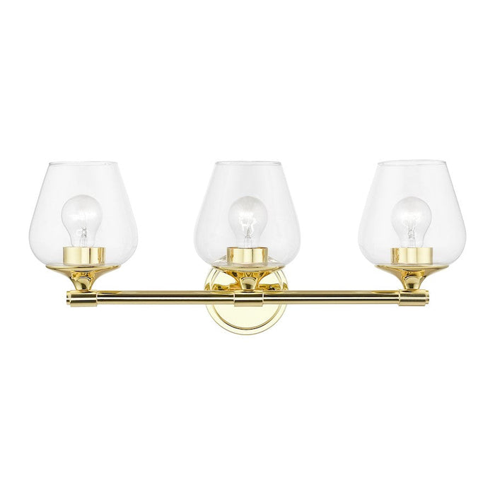 Livex Willow 3 Light Vanity Sconce, Polished Brass/Clear - 17473-02