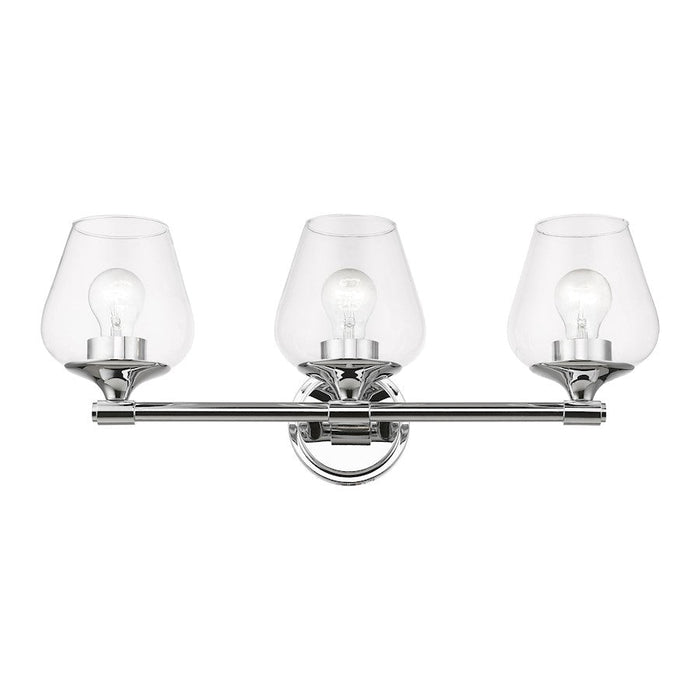 Livex Willow 3 Light Vanity Sconce, Polished Chrome/Clear - 17473-05