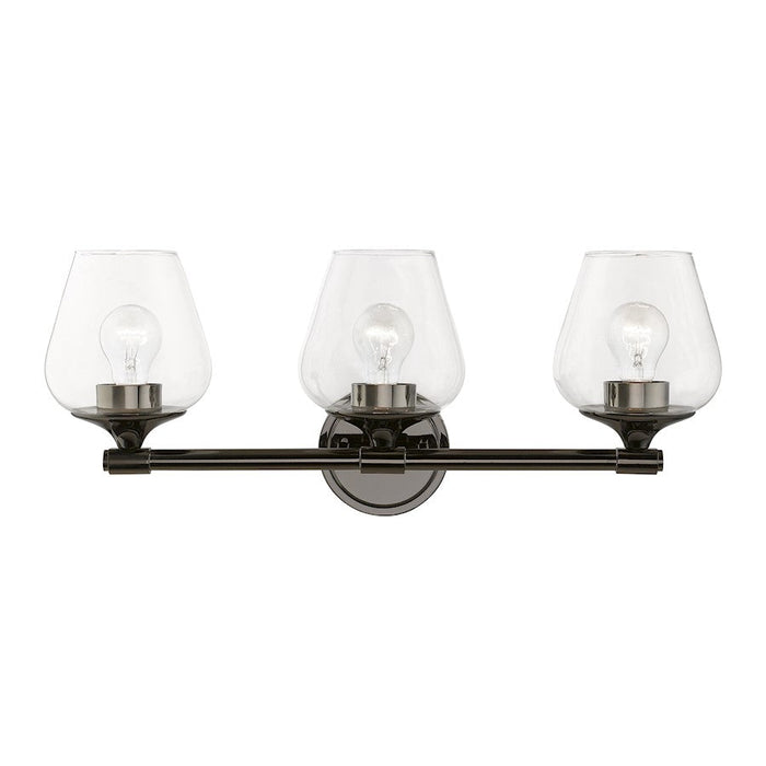 Livex Willow 3 Light Vanity Sconce, Black Chrome/Clear - 17473-46