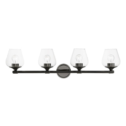 Livex Willow 4 Light Vanity Sconce, Black Chrome/Clear - 17474-46