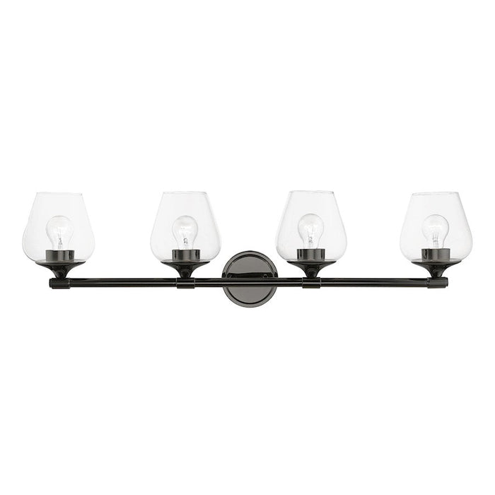 Livex Willow 4 Light Vanity Sconce, Black Chrome/Clear - 17474-46