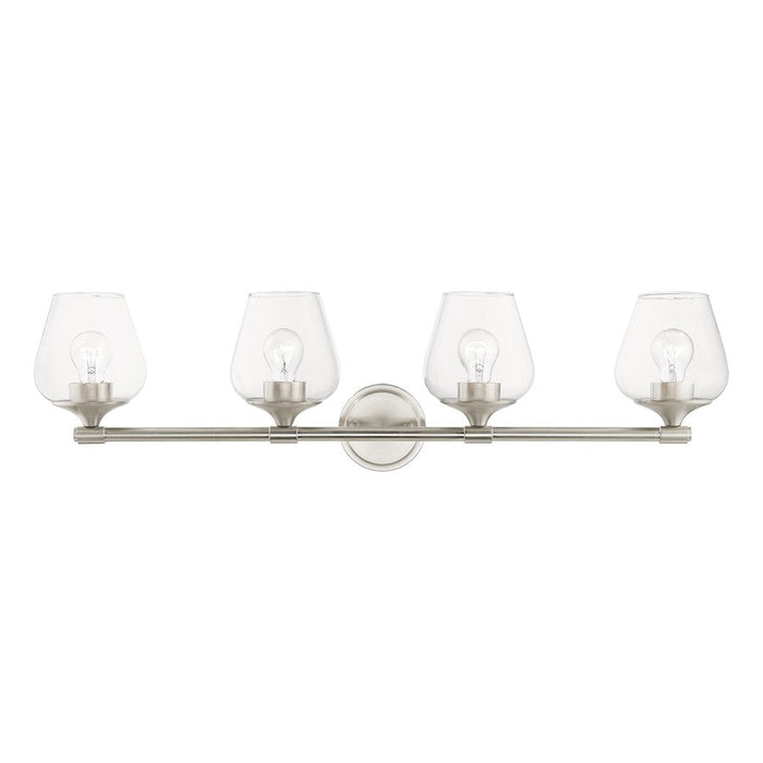 Livex Willow 4 Light Vanity Sconce, Brushed Nickel/Clear - 17474-91