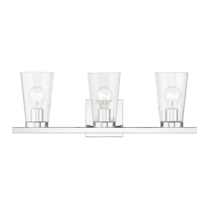 Livex Cityview 3 Light Vanity Sconce, Polished Chrome/Clear - 17623-05