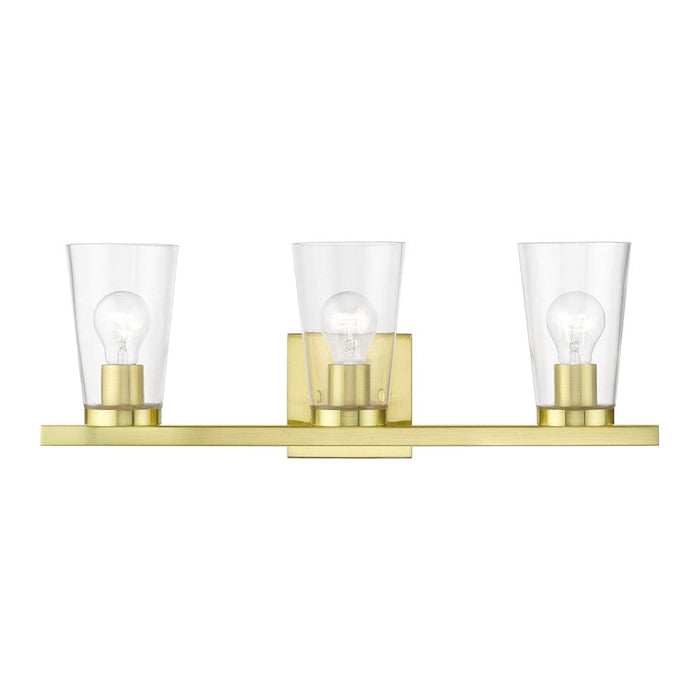 Livex Cityview 3 Light Vanity Sconce, Satin Brass/Clear - 17623-12