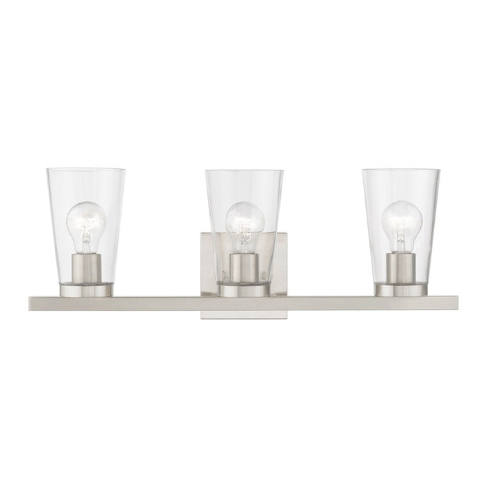 Livex Cityview 3 Light Vanity Sconce, Brushed Nickel/Clear - 17623-91