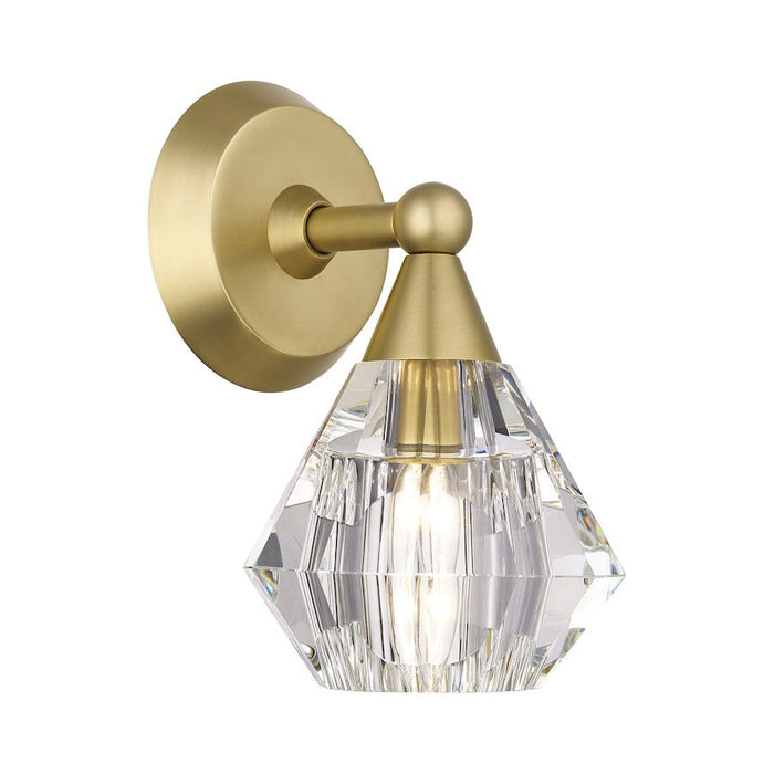 Livex Brussels 1 Light Crystal Single Sconce, Natural Brass/Crystal - 17811-08