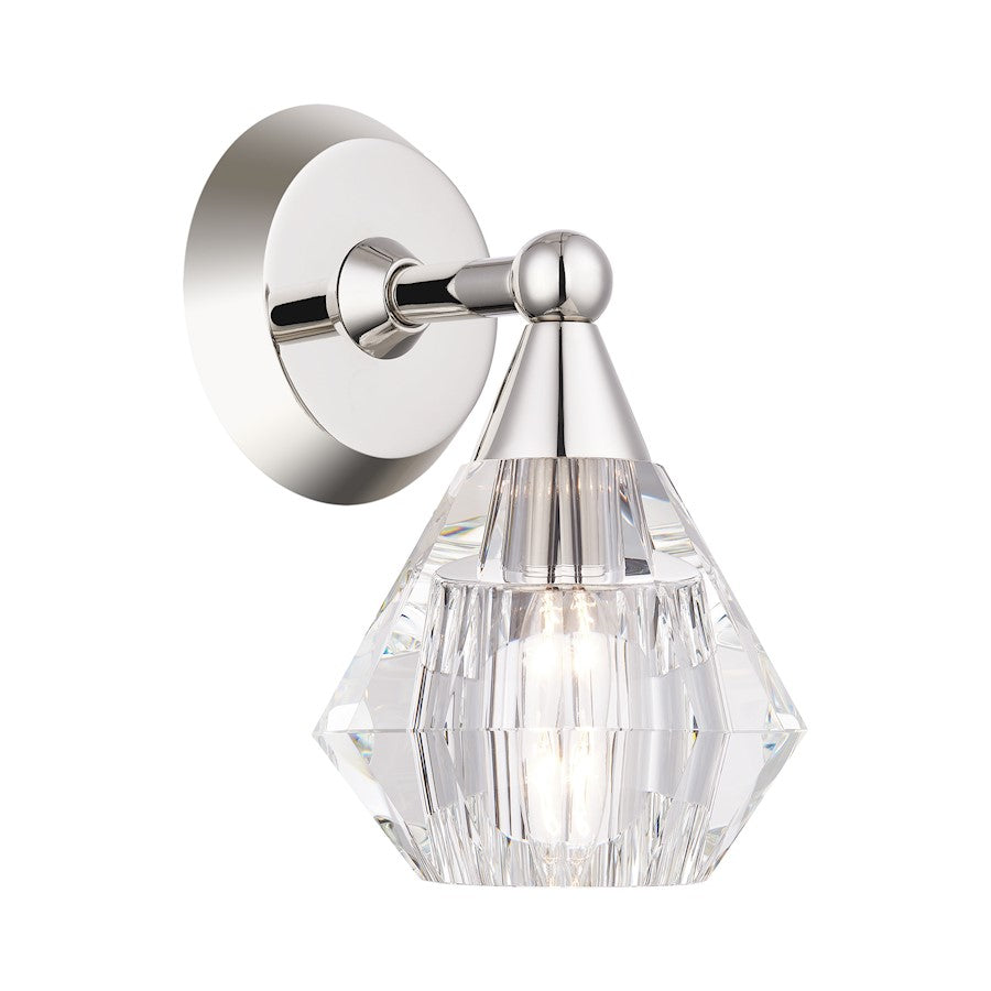 Livex Brussels 1 Light Crystal Sconce, Polished Nickel/Crystal - 17811-35