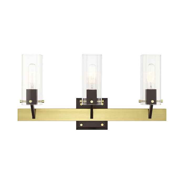 Livex Beckett 3 Light Vanity Sconce, Satin Brass - 17823-12