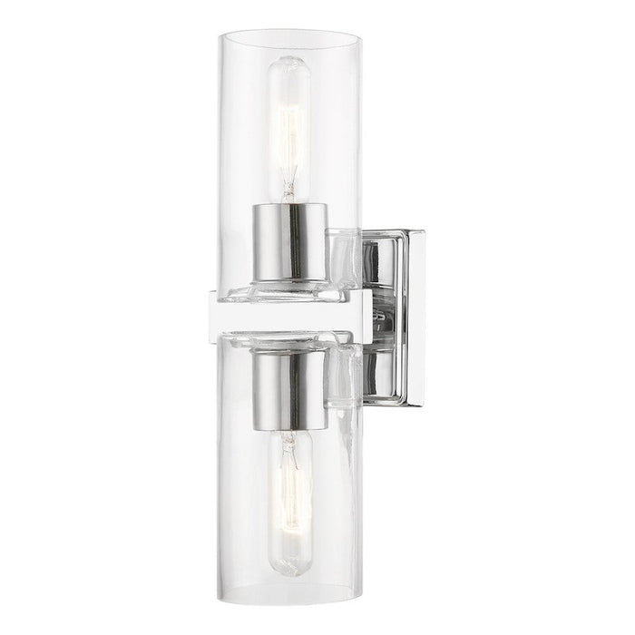 Livex Clarion 2 Light Vanity Sconce, Polished Chrome/Clear - 18032-05