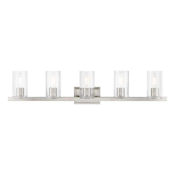 Livex Clarion 5 Light Vanity Sconce, Brushed Nickel/Clear - 18035-91