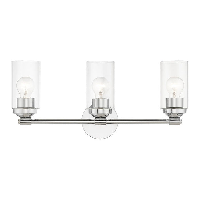 Livex Whittier 3 Light Vanity Sconce, Chrome/Hand Blown Clear - 18083-05