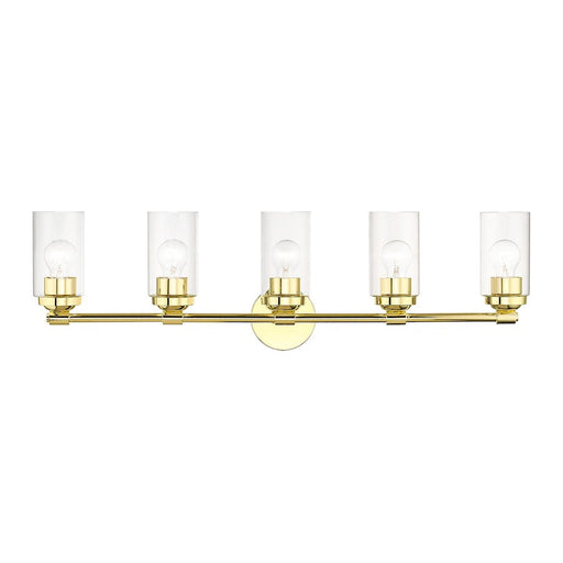 Livex Whittier 5 Light Large Vanity Sconce, Brass/Hand Blown Clear - 18085-02