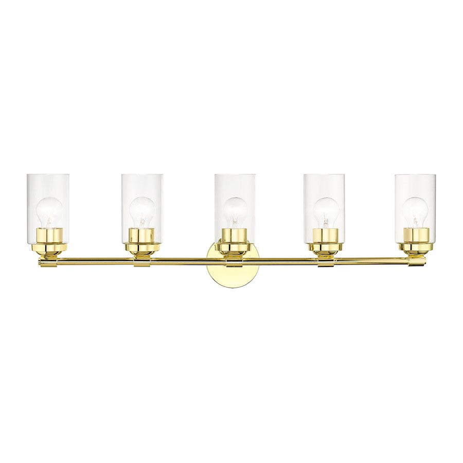 Livex Whittier 5 Light Large Vanity Sconce, Brass/Hand Blown Clear - 18085-02