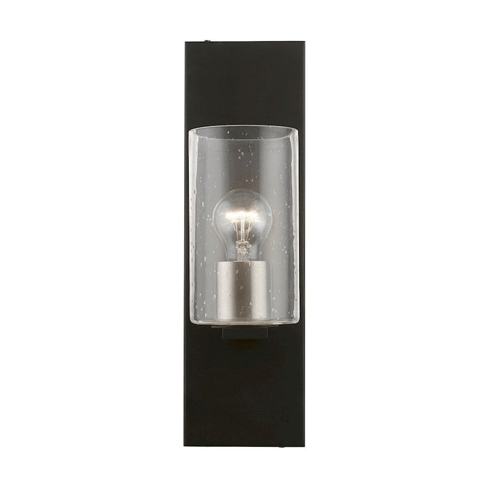 Livex Zurich 1 Light Wall Sconce, Black/Brushed Nickel/Clear Seeded