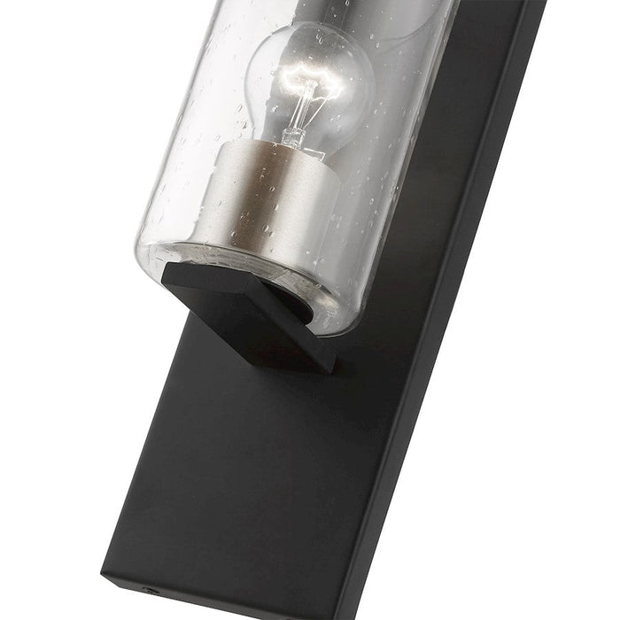 Livex Zurich 1 Light Wall Sconce, Black/Brushed Nickel/Clear Seeded