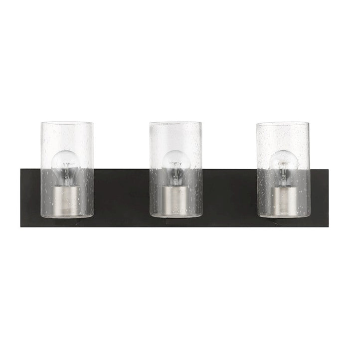 Livex Zurich 3 Light Vanity Sconce, Black/Brushed Nickel/Clear Seeded