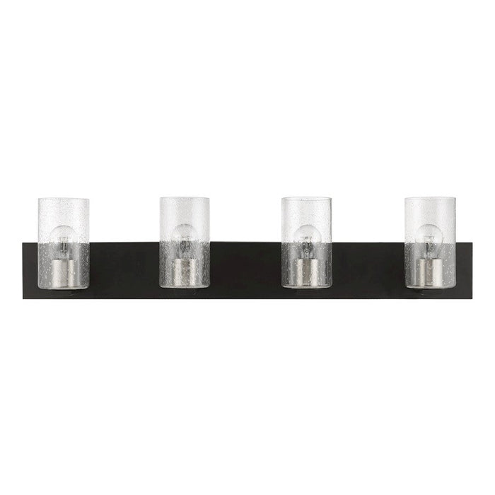 Livex Zurich 4 Light Large Vanity Sconce, Black/Nickel/Clear Seeded