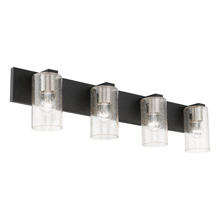 Livex Zurich 4 Light Large Vanity Sconce, Black/Nickel/Clear Seeded