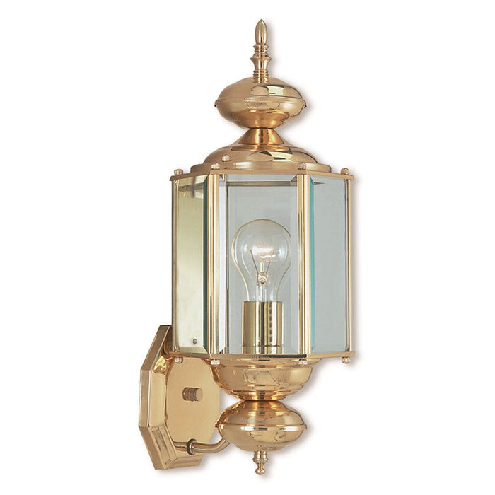 Livex Outdoor Basics 1 Light Wall Lantern, P Brass/Clear Beveled - 2006-02