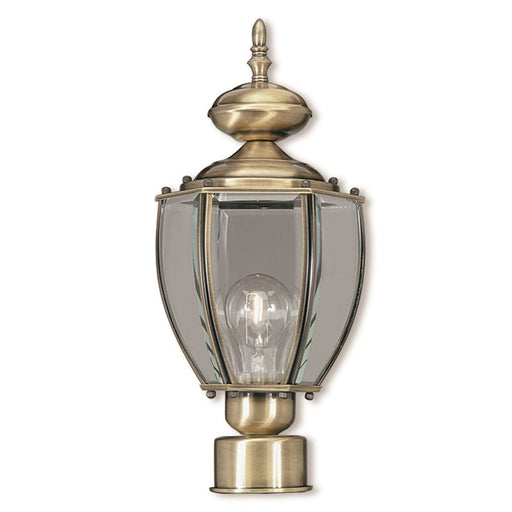 Livex Light Outdoor Basics Post Top Lantern, Brass/Clear Beveled - 2009-01