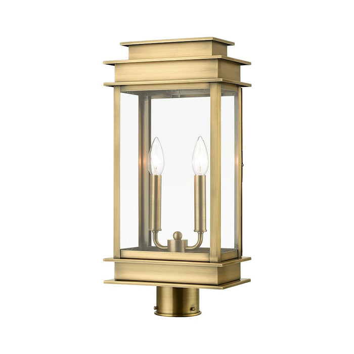 Livex Princeton 2 Light Outdoor Large Post Lantern, Brass/Chrome/Clear - 2017-01