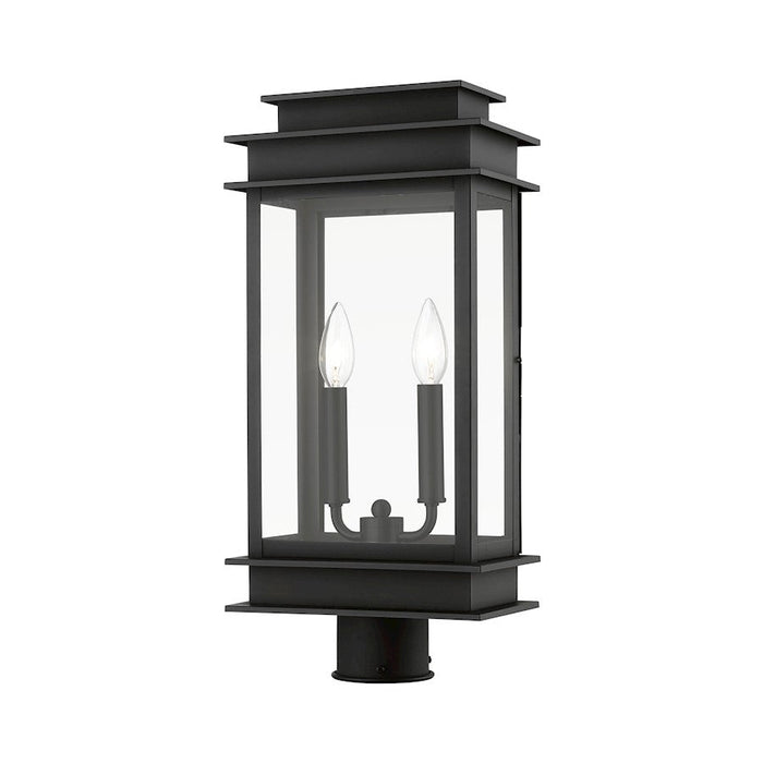 Livex Princeton 2 Light Outdoor Large Post Lantern, Black/Chrome/Clear - 2017-04