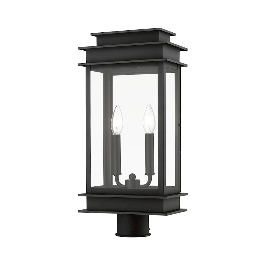 Livex Princeton 2 Light Outdoor Large Post Lantern, Black/Chrome/Clear - 2017-04