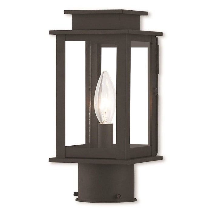 Livex Princeton 1 Light Outdoor Post Top Lantern, Black/Clear Glass - 20201-04