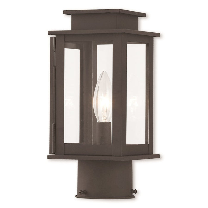 Livex Princeton 1 Light Outdoor Post Top Lantern, Bronze/Clear Glass - 20201-07