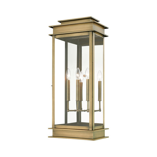 Livex Princeton 3 Light Outdoor Extra Large Wall Lantern, Brass/Clear - 20208-01