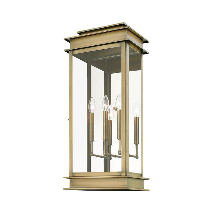 Livex Princeton 3 Light Outdoor Extra Large Wall Lantern, Brass/Clear