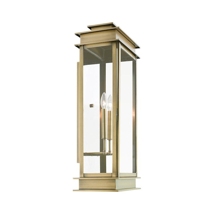 Livex Princeton 3 Light Outdoor Extra Large Wall Lantern, Brass/Clear