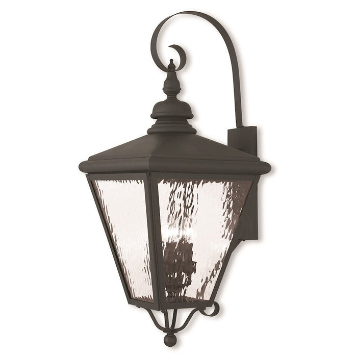 Livex Cambridge 4 Light Outdoor Wall Lantern, Black/Clear Water Glass - 2036-04