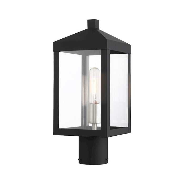 Livex Nyack 1 Light Post Top Lantern, Black/Nickel Cluster/Clear - 20590-04